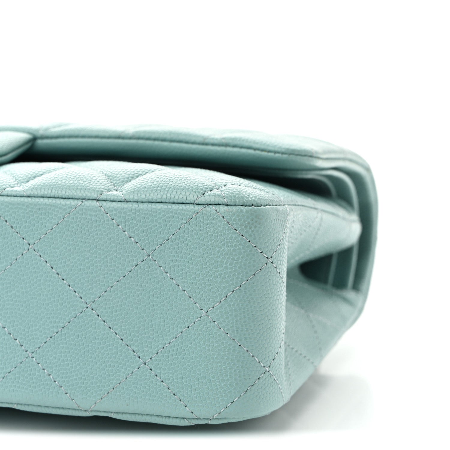 Caviar Quilted Medium Double Flap Light Blue Light Blue