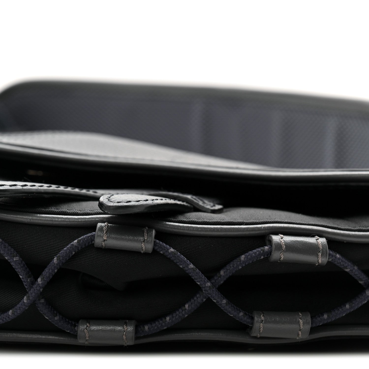 X SACAI Grained Calfskin Technical Fabric Mens Saddle Bag Black