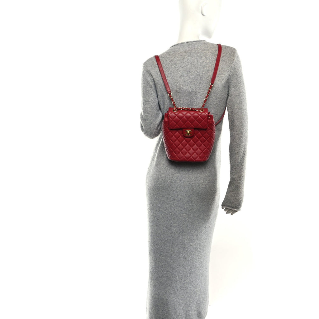 Lambskin Quilted Mini Urban Spirit Backpack Red