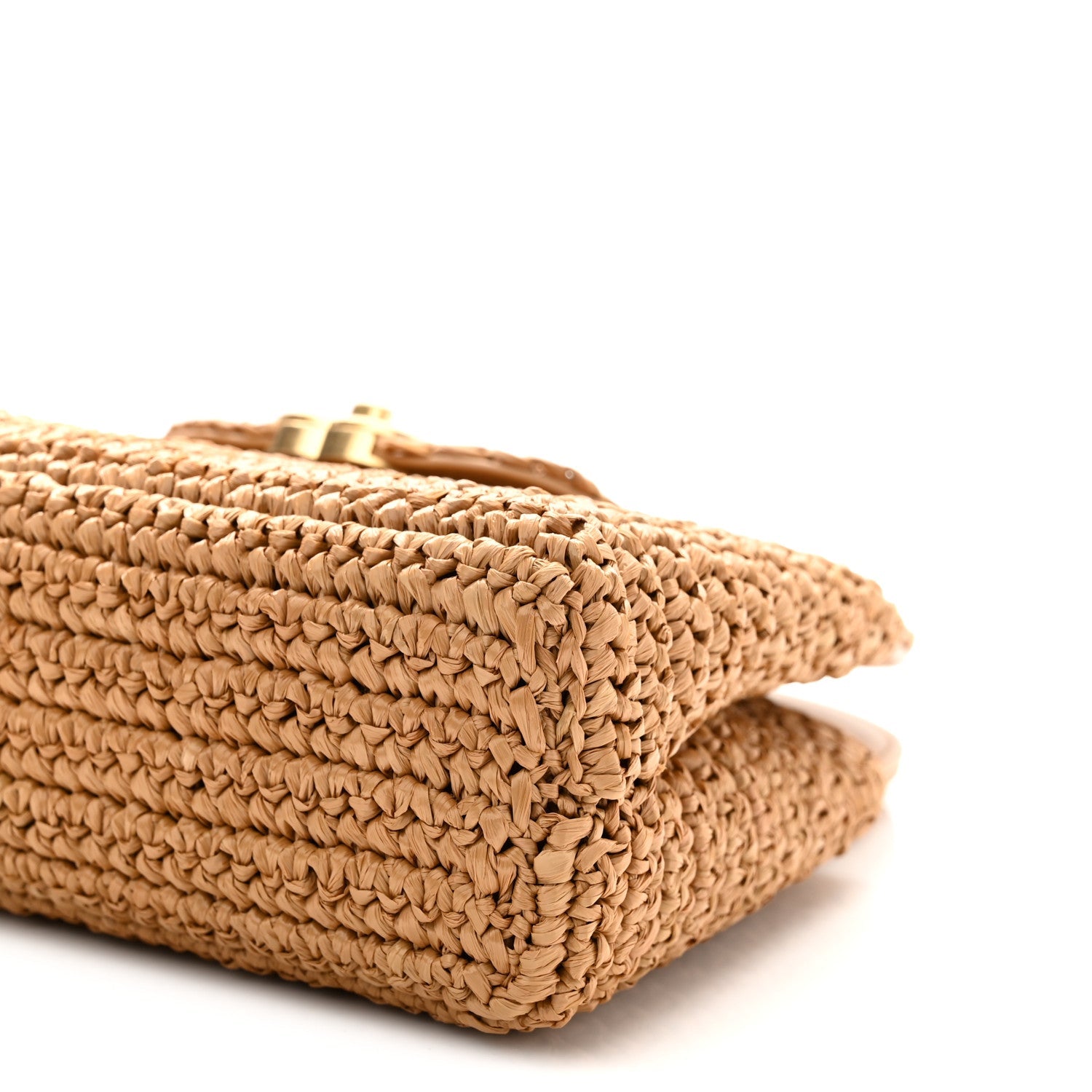 Braided Raffia Nano Kelly Flap Bag Dark Beige