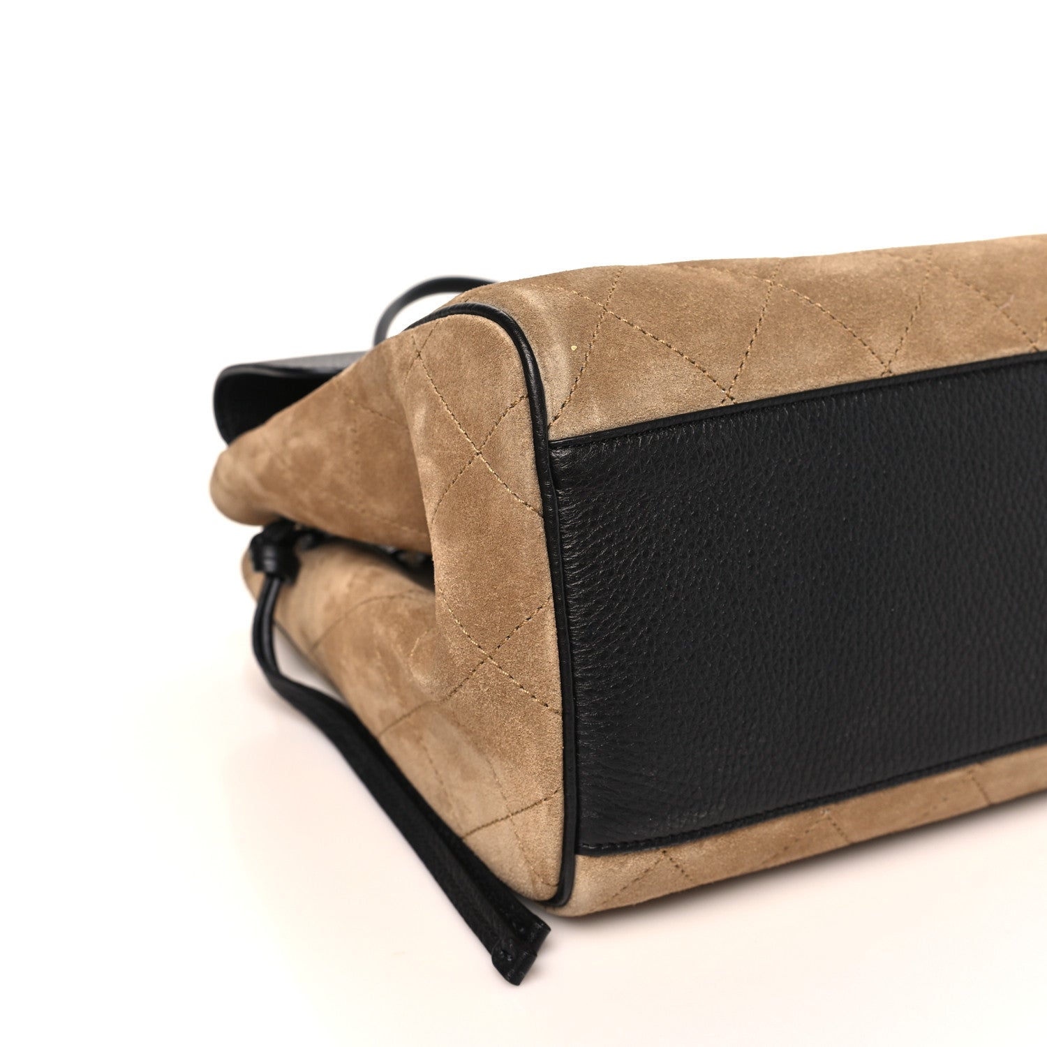 Grained Calfskin Suede Urban Essentials Large Shopping Bag Dark Beige Black Dark Beige Black