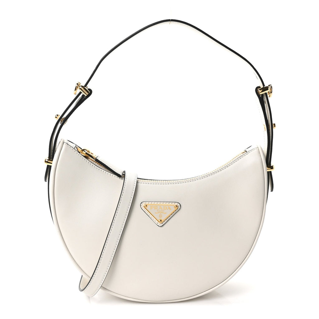 Soft Calfskin Arque Shoulder Bag White