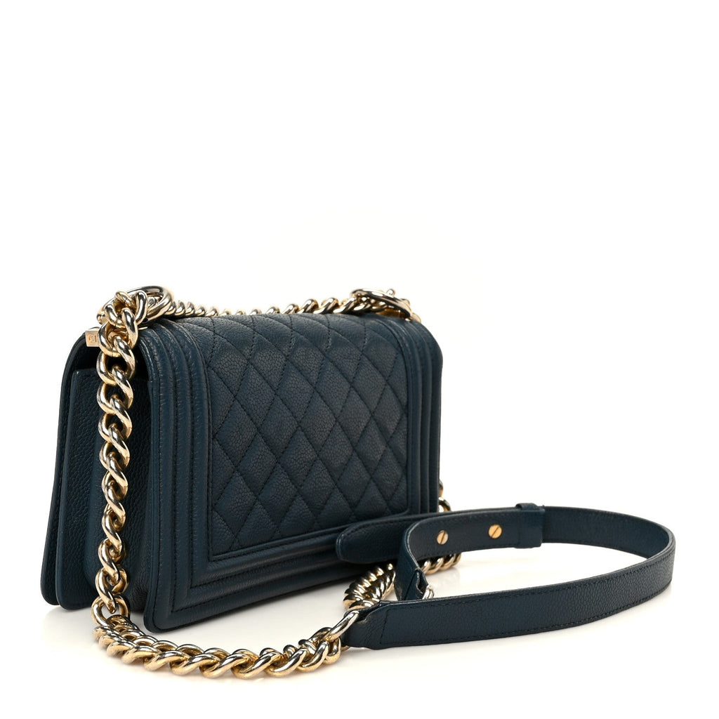 Caviar Quilted Small Boy Flap Blue