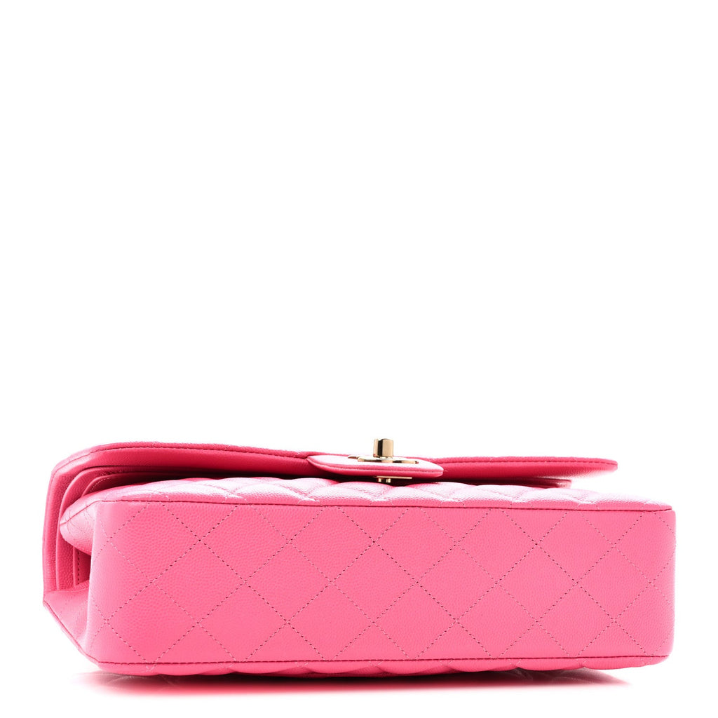 Caviar Quilted Medium Double Flap Pink