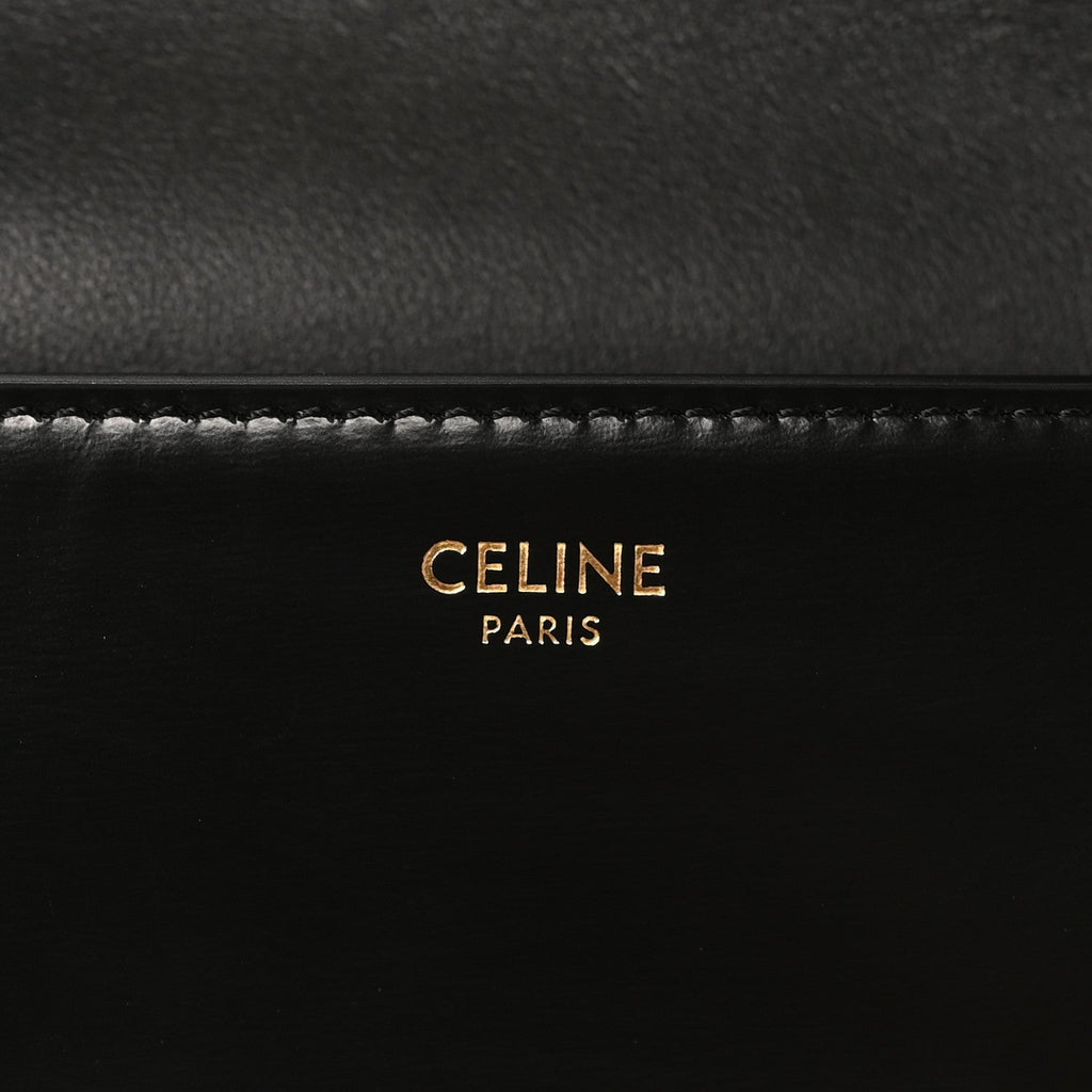 Shiny Calfskin Triomphe Shoulder Bag Black