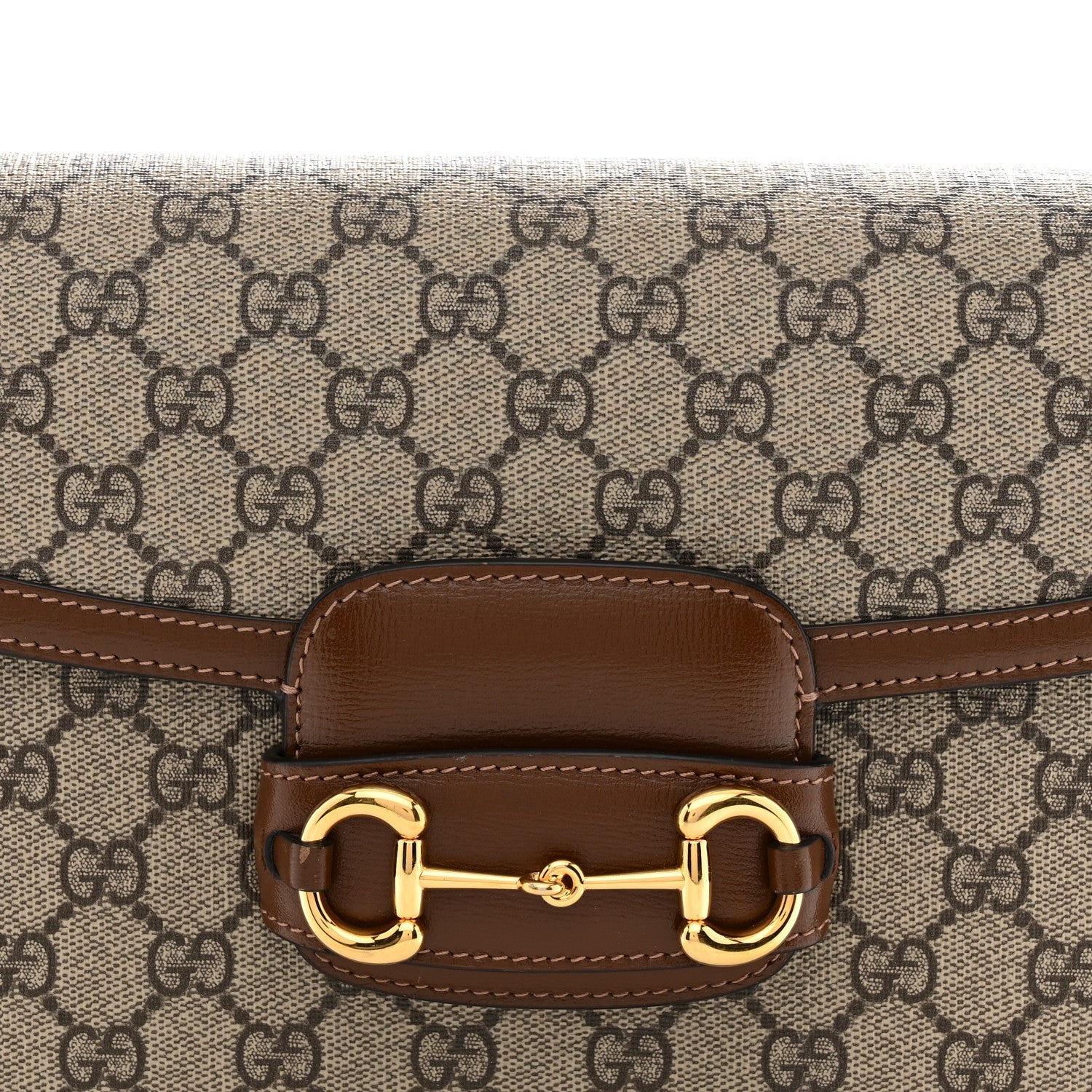 GG Supreme Monogram Horsebit 1955 Shoulder Bag Beige Brown Sugar