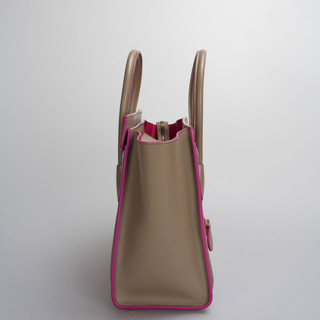CELINE Calfskin Mini Luggage in Beige