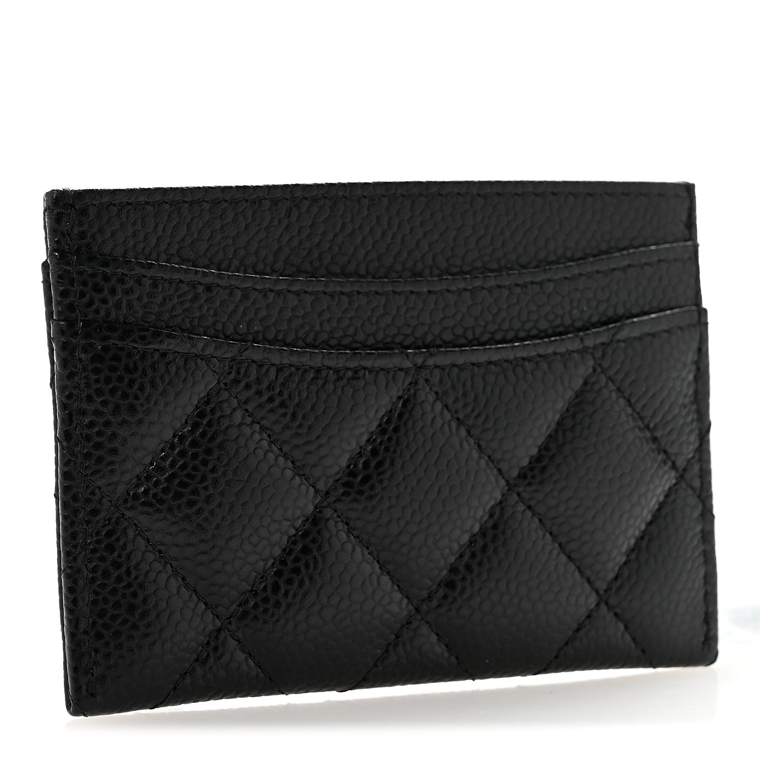 Caviar Quilted Card Holder Black