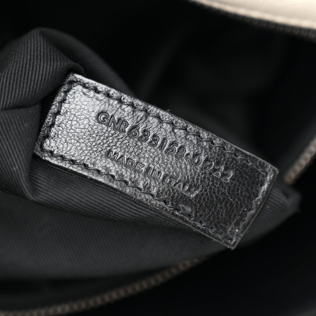 Crinkled Calfskin Matelasse Monogram Medium Niki Chain Satchel Crema Soft