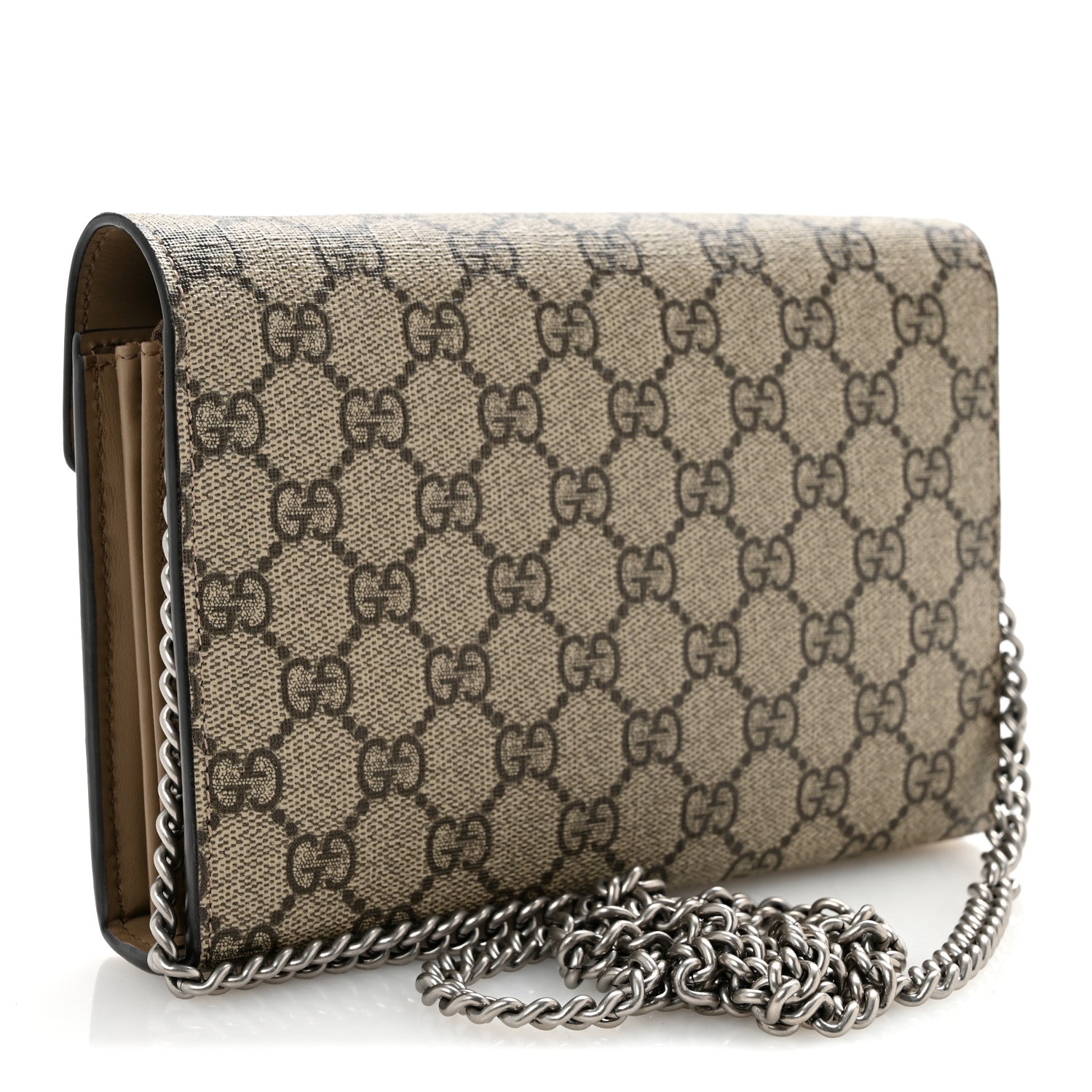 GG Supreme Monogram Mini Dionysus Chain Wallet Beige Taupe