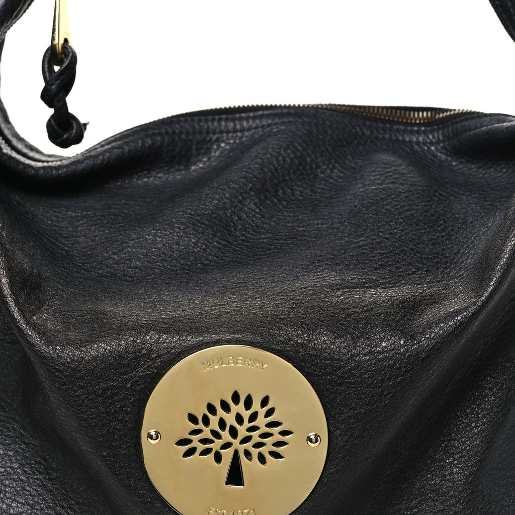 Soft Spongy Calfskin Large Daria Hobo Black