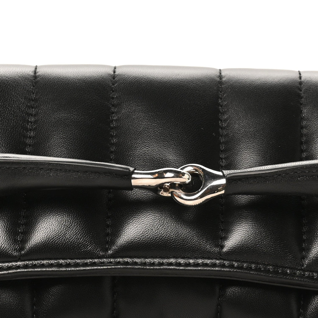 Nappa Vertical Matelasse Medium Maxi Horsebit Chain Shoulder Bag Black