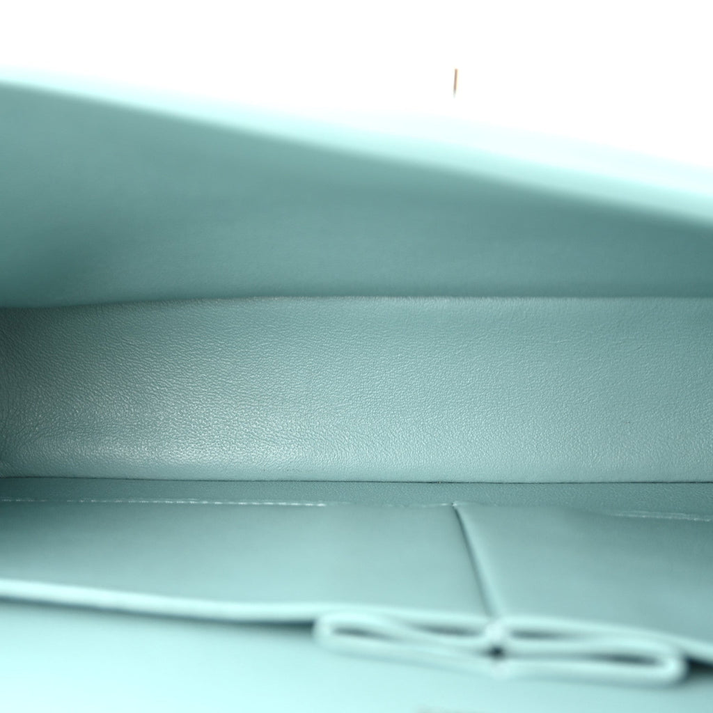 Caviar Quilted Medium Double Flap Light Blue
