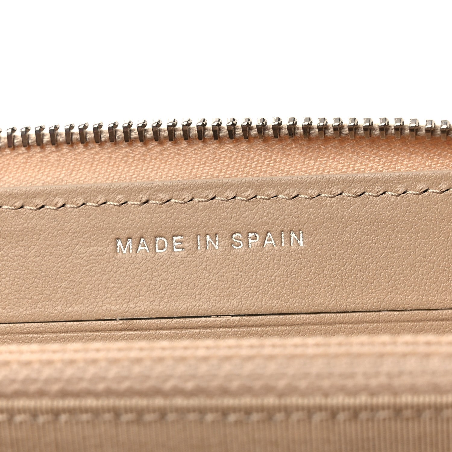 Caviar Quilted Medium Zip Around Wallet Beige