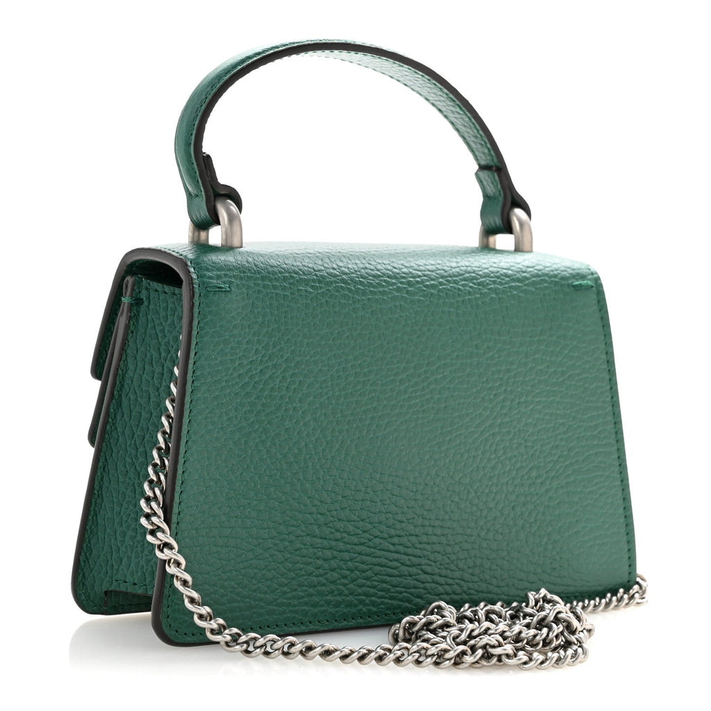 Dollar Calfskin Crystal Mini Dionysus Top Handle Bag Emerald