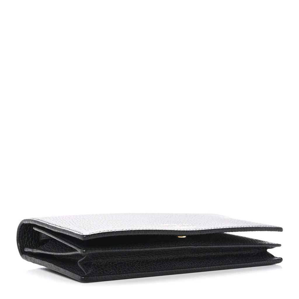 Dollar Calfskin Mini Swing Wallet Bag Black