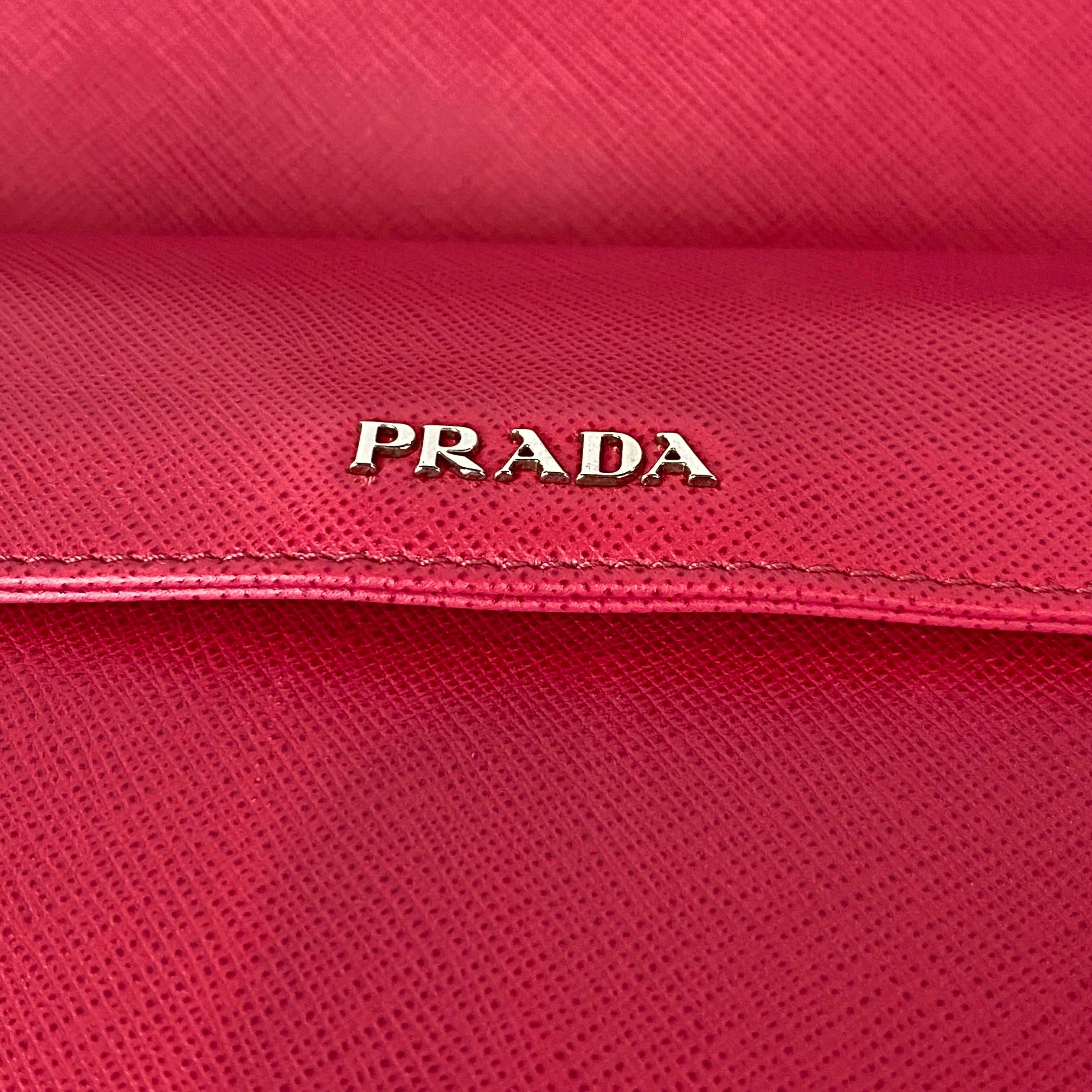 PRADA Pink Saffiano Leather Turnlock Shoulder Bag NWT