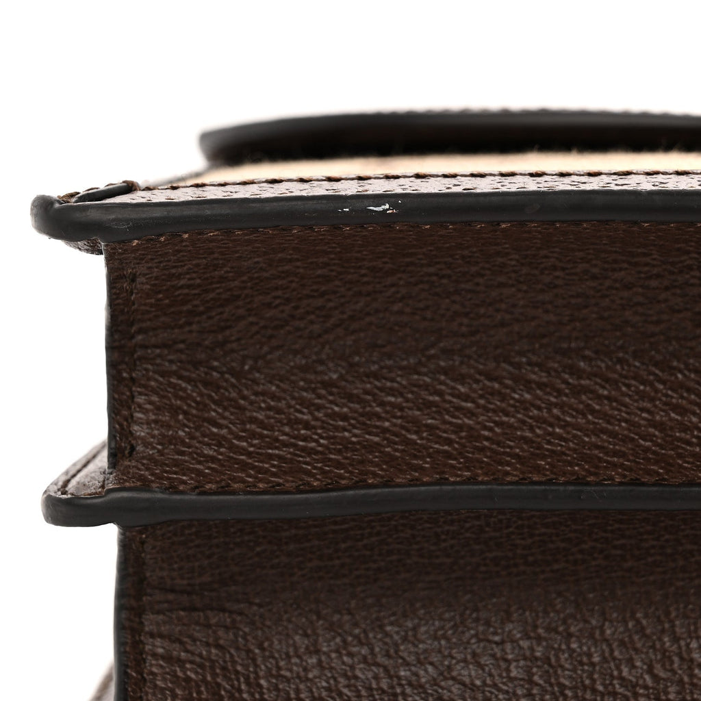 Monogram Jumbo GG Textured Dollar Calfskin Web Small Ophidia Padlock Top Handle Bag Camel Ebony New Acero