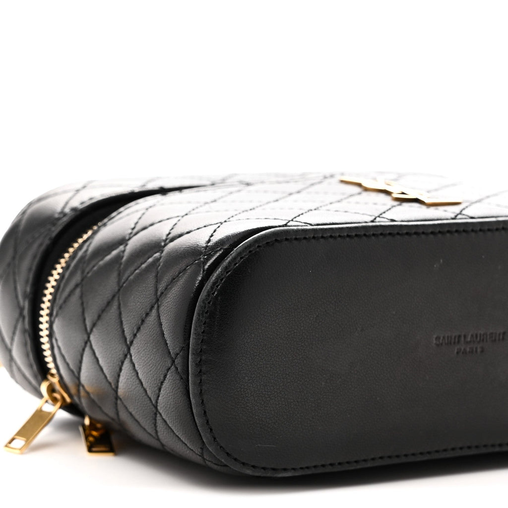 Lambskin Quilted Mini Gaby Vanity Case Black