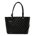 Calfskin Quilted Large Cambon Tote Black