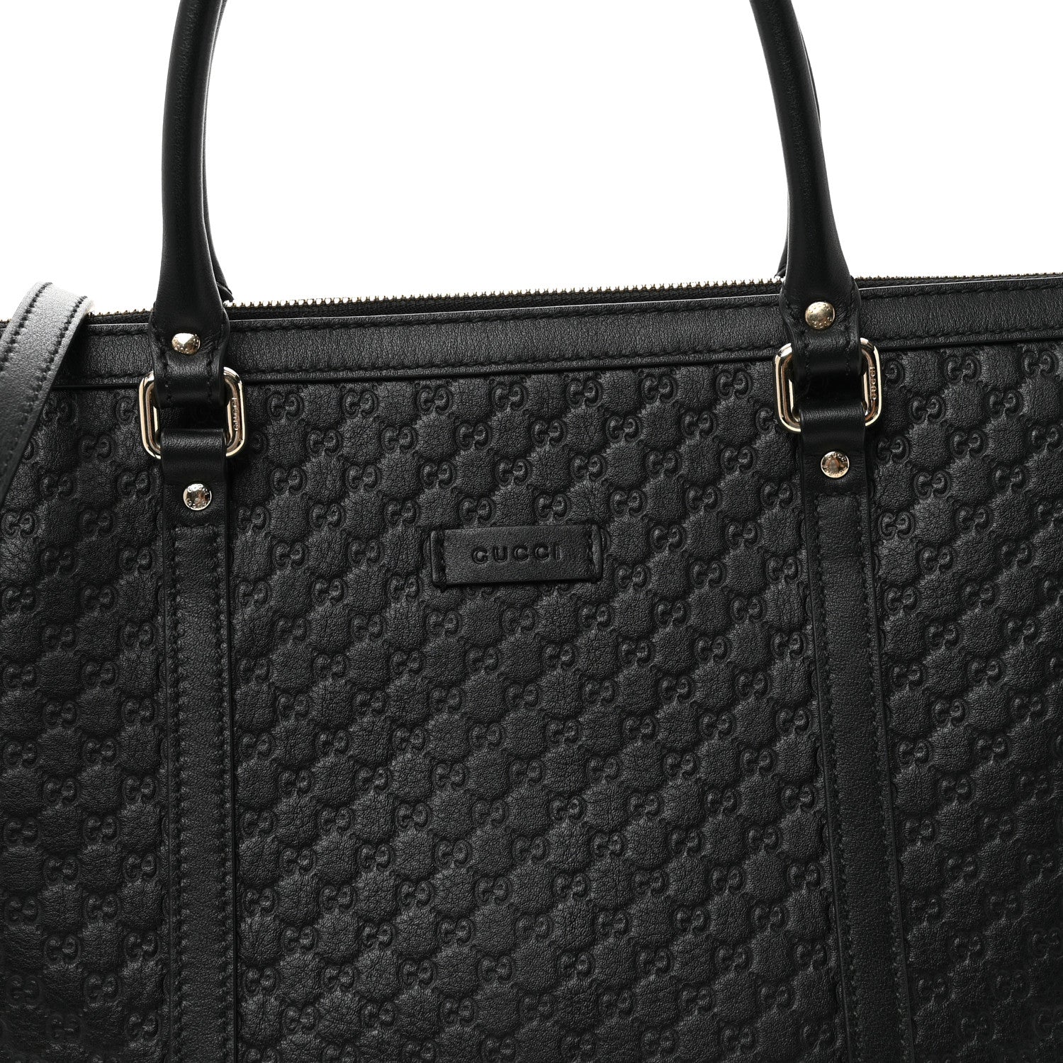 Soft Microguccissima Small Zippered Satchel Black