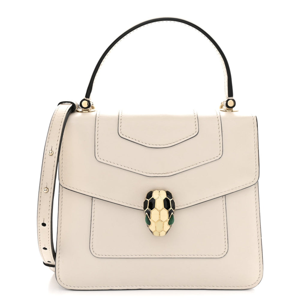 Calfskin Serpenti Forever Top Handle White