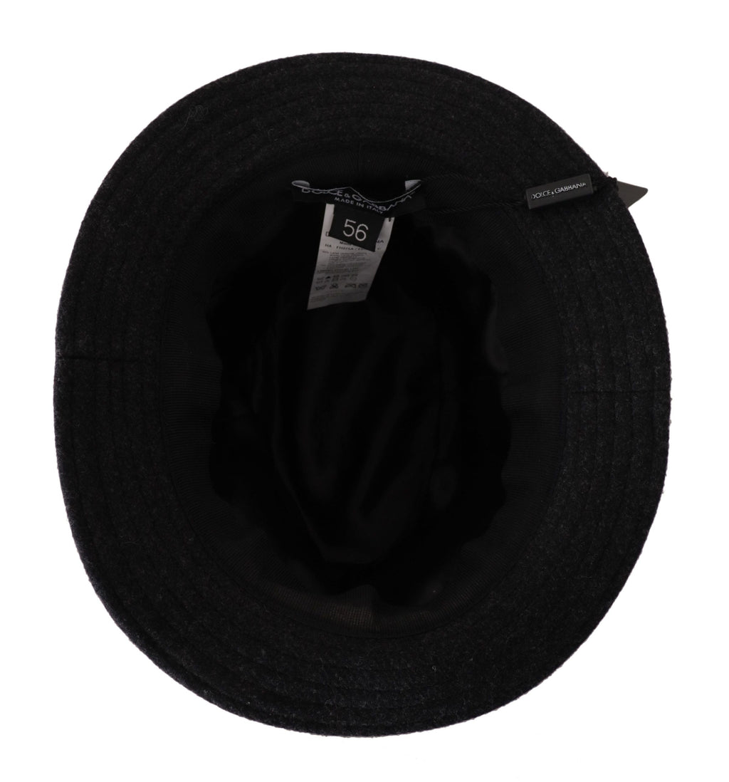 Dolce & Gabbana Gray Virgin Wool Logo Fedora Trilby Cappello Women's Hat