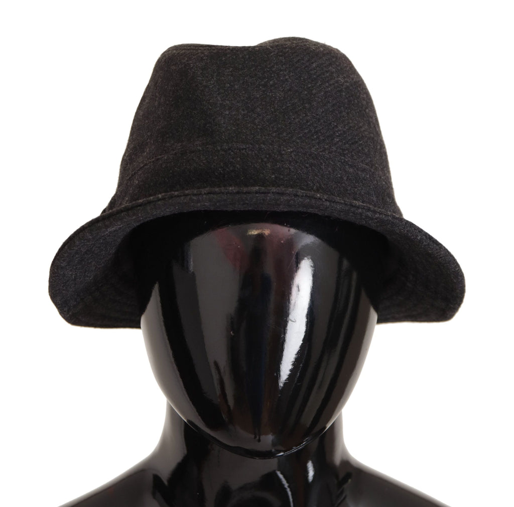 Dolce & Gabbana Gray Virgin Wool Logo Fedora Trilby Cappello Women's Hat