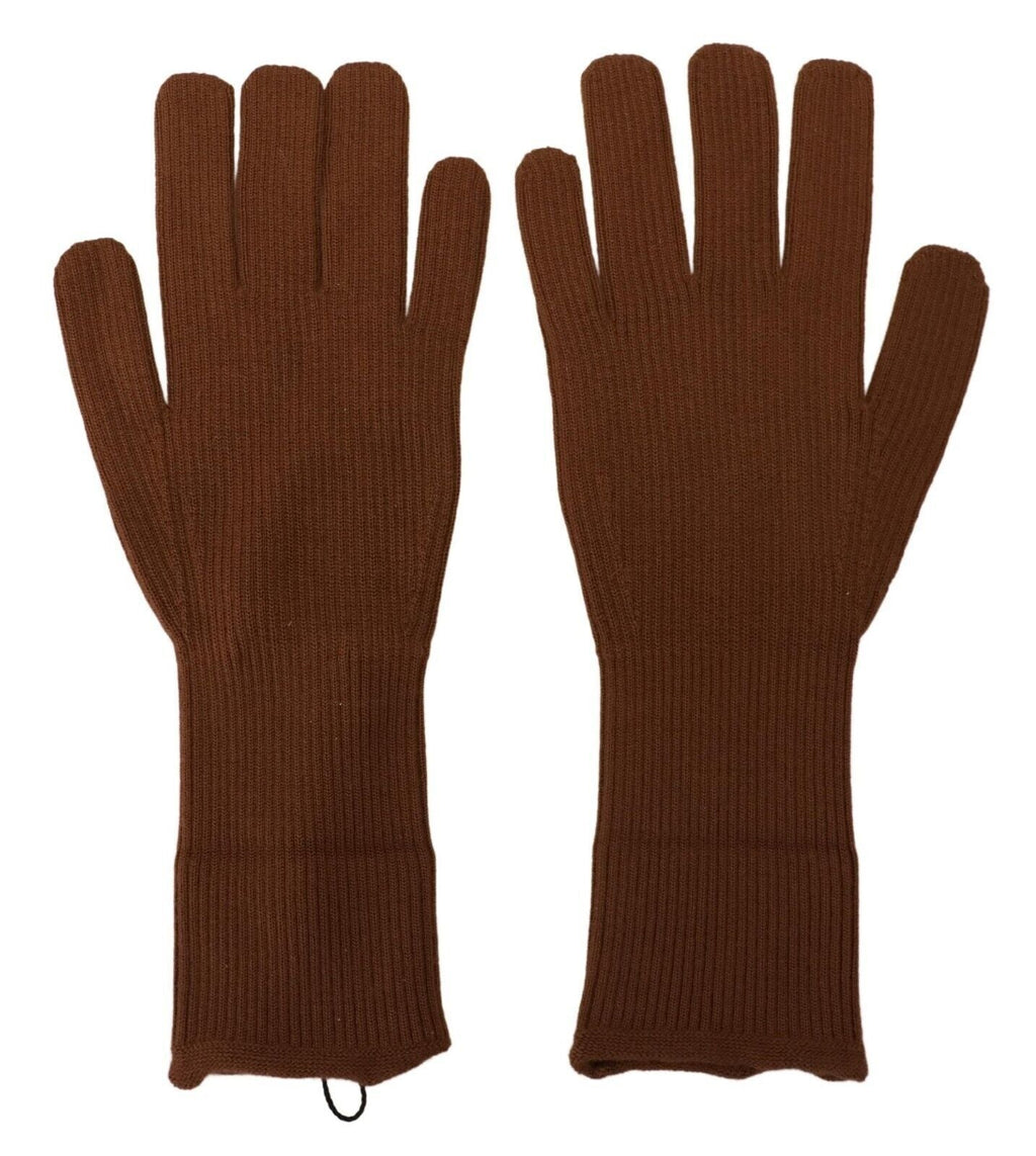 Dolce & Gabbana Brown Cashmere Knitted Hands Mitten Mens Men's Gloves