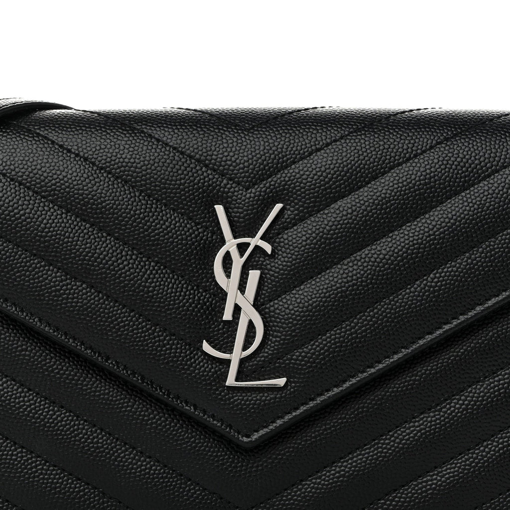 Grain De Poudre Matelasse Chevron Monogram Chain Wallet Black