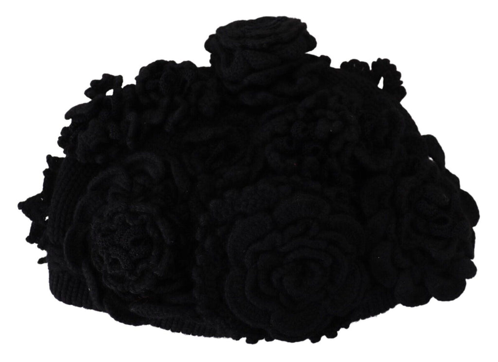 Dolce & Gabbana Black Wool Knit Winter Beanie Women's Hat