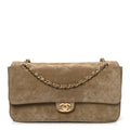 Suede Calfskin Small Souplissimo Maxi Flap Dark Beige
