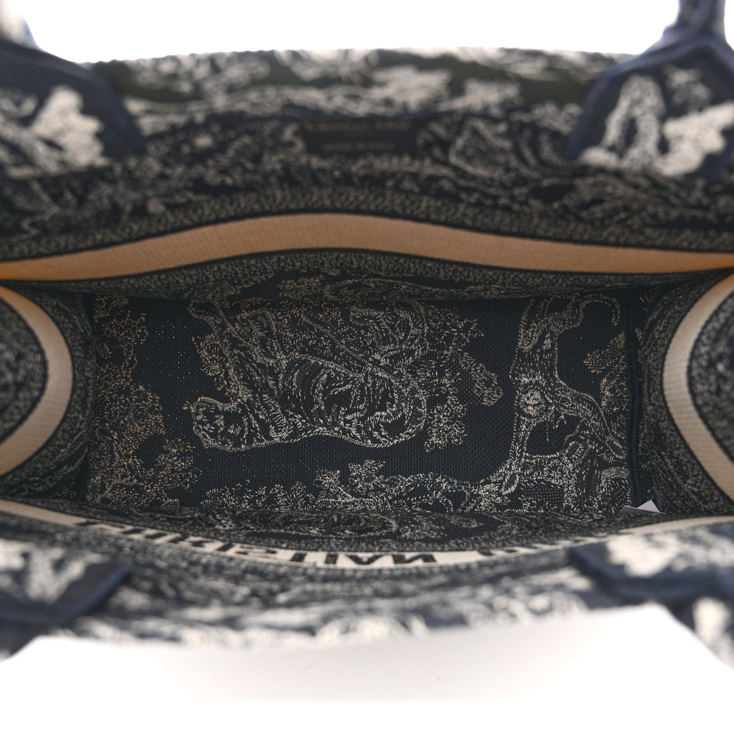 Canvas Embroidered Medium Toile De Jouy Reverse Book Tote Blue