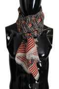 Dolce & Gabbana Black Red Linen Sailboat Stripe Print Shawl Men's Scarf