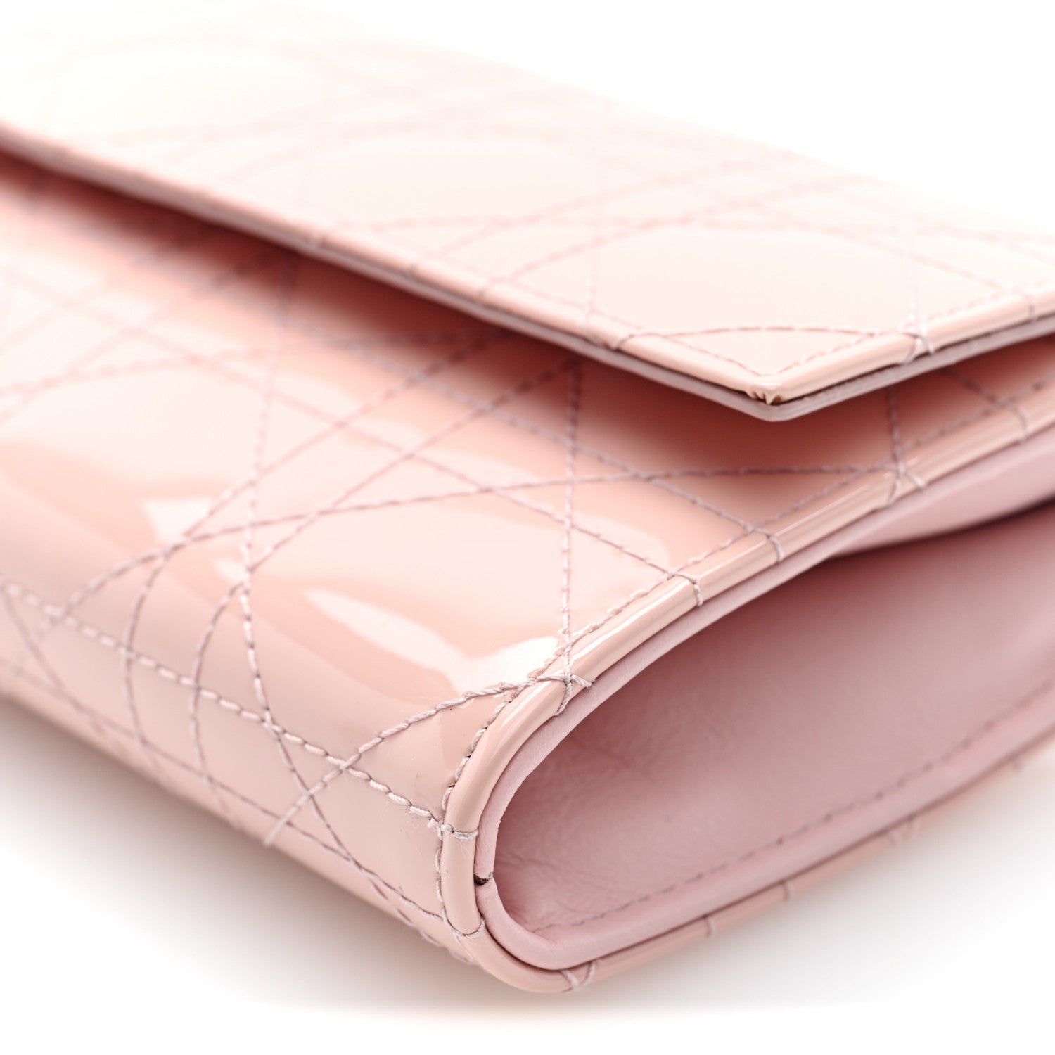 Patent Cannage Lady Dior Rendezvous Wallet On Chain Rose