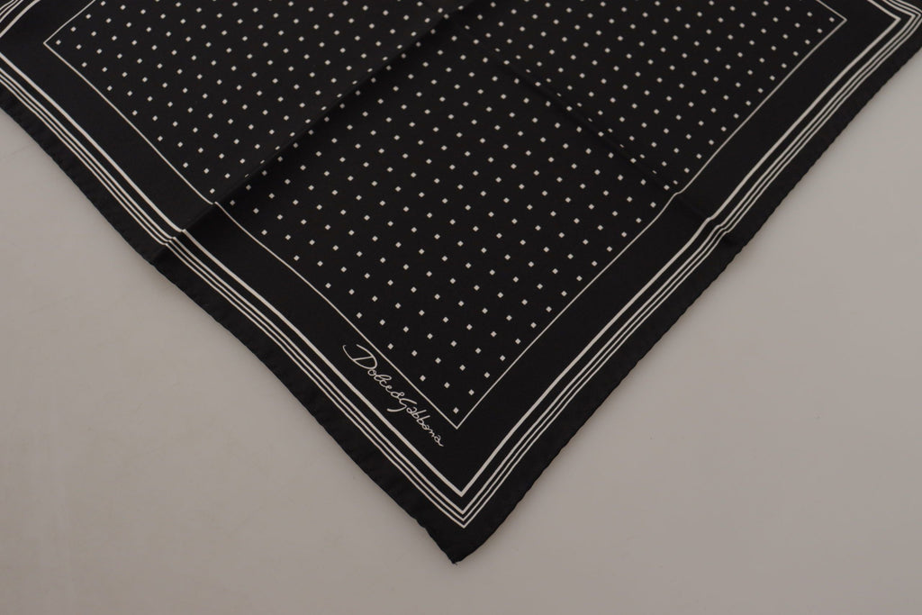 Dolce & Gabbana Black Polka Dots DG Logo Square Men's Handkerchief