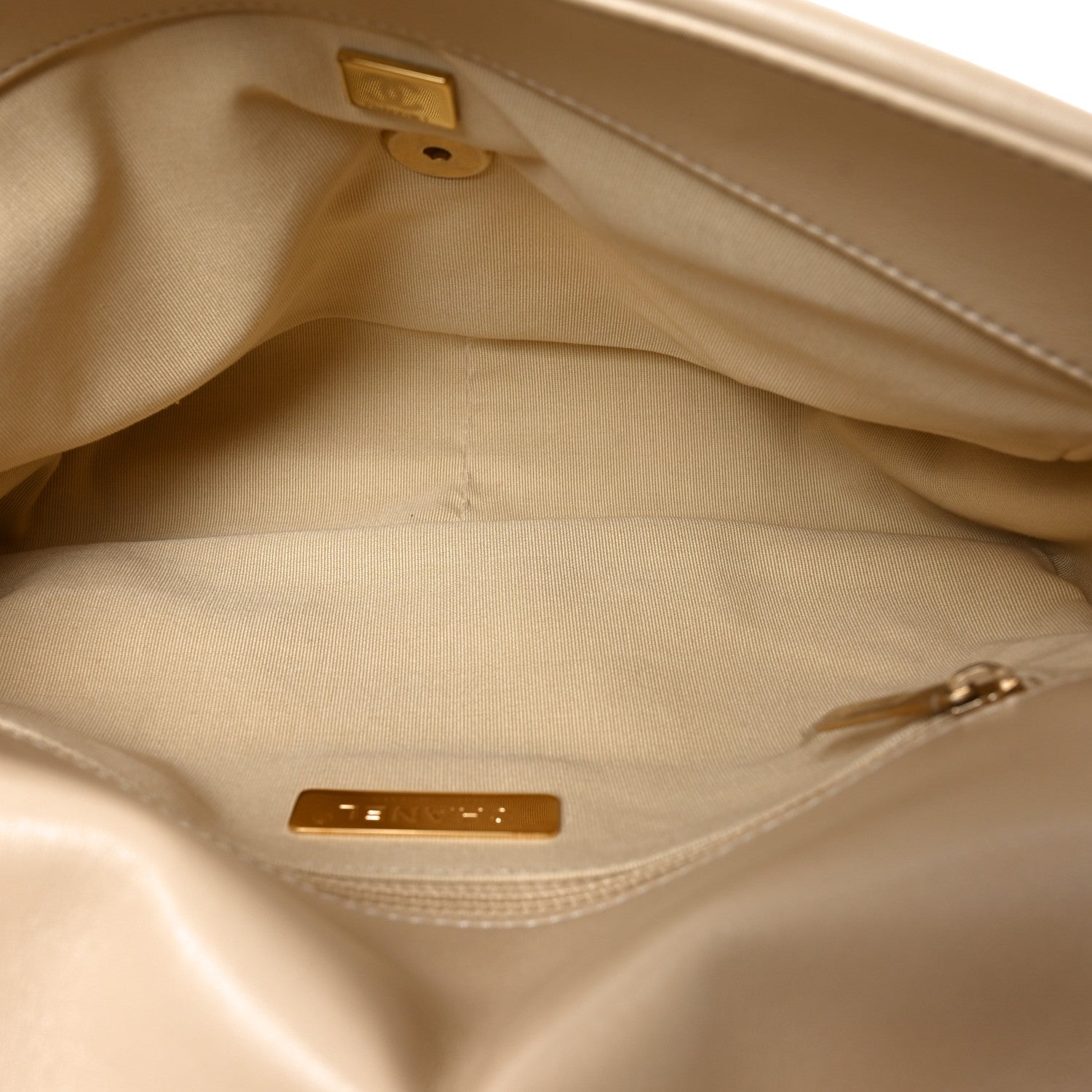 Lambskin Quilted Large Chanel 19 Flap Beige