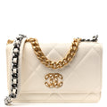 Lambskin Quilted Chanel 19 Wallet On Chain WOC White