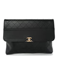 Lambskin Quilted Sleek And Chic Clutch Black