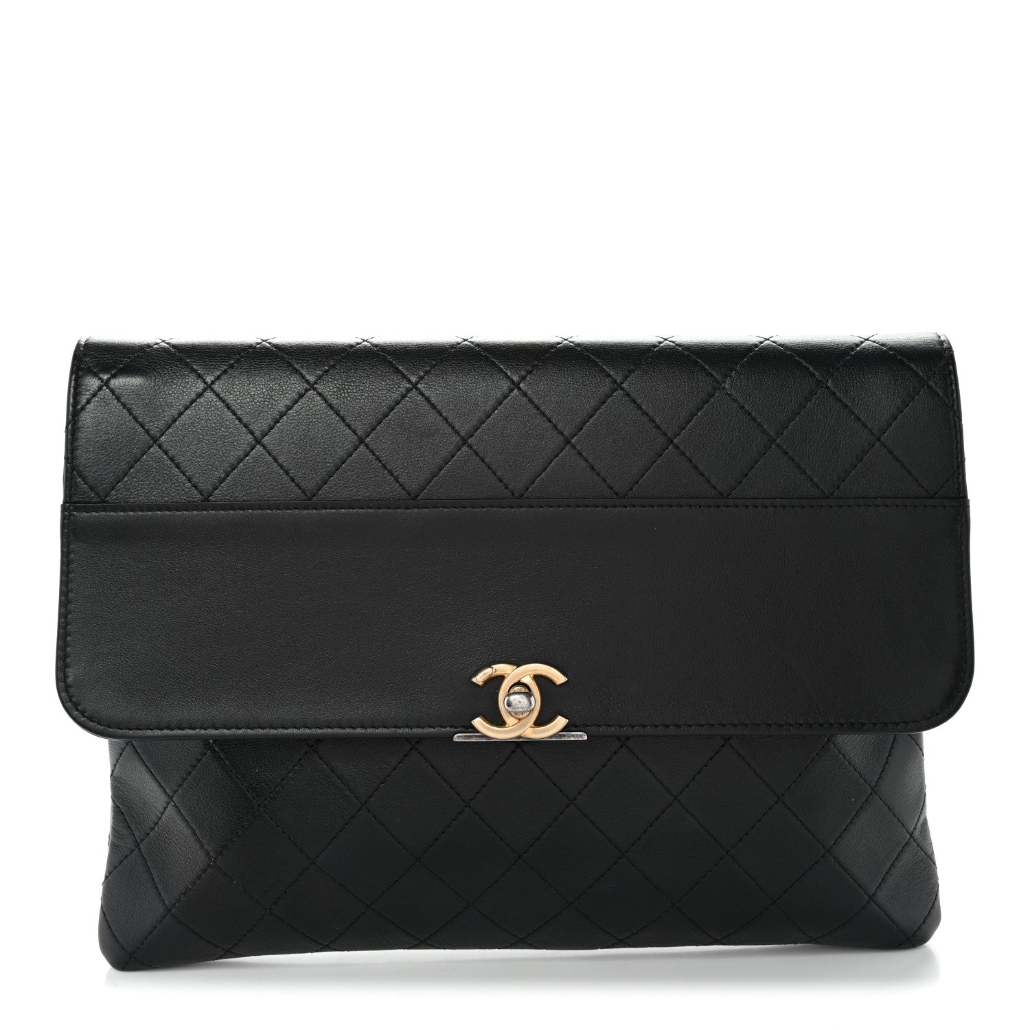 Lambskin Quilted Sleek And Chic Clutch Black