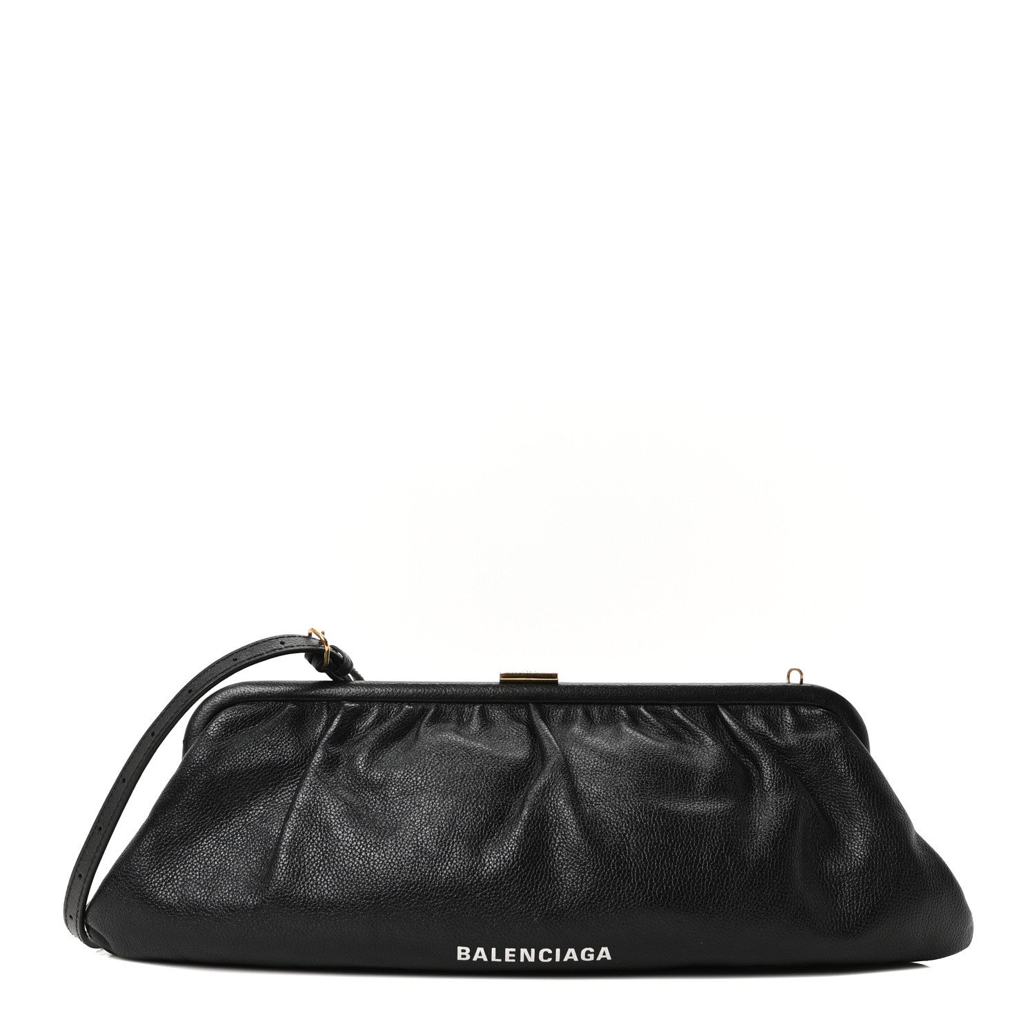 Grained Calfskin Logo XL Cloud Clutch Black