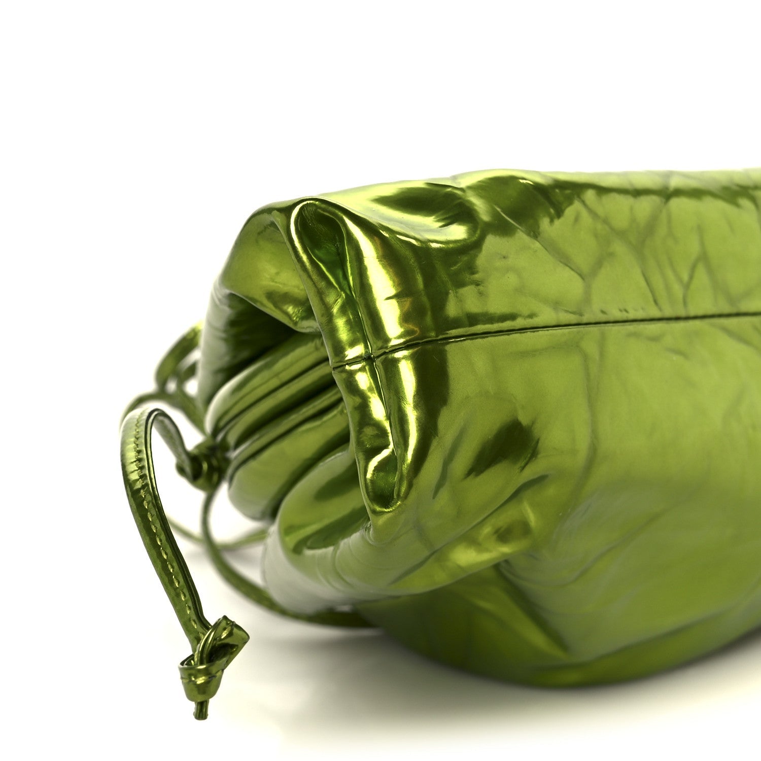 Metallic Crushed Calfskin The Mini Pouch Chlorophyll