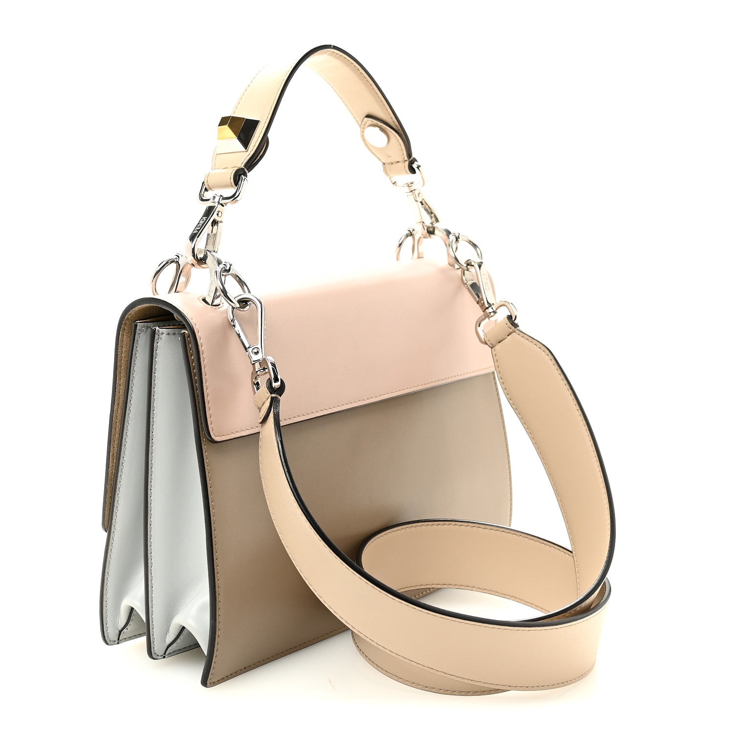 Vitello Liberty Lucido Metal Monster Eyes Studded Kan I Shoulder Bag Cuoio Bubblegum Light Blue