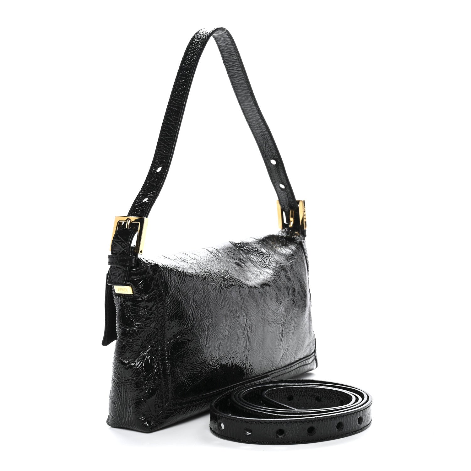 Vitello Naplak Medium Convertible Baguette Black