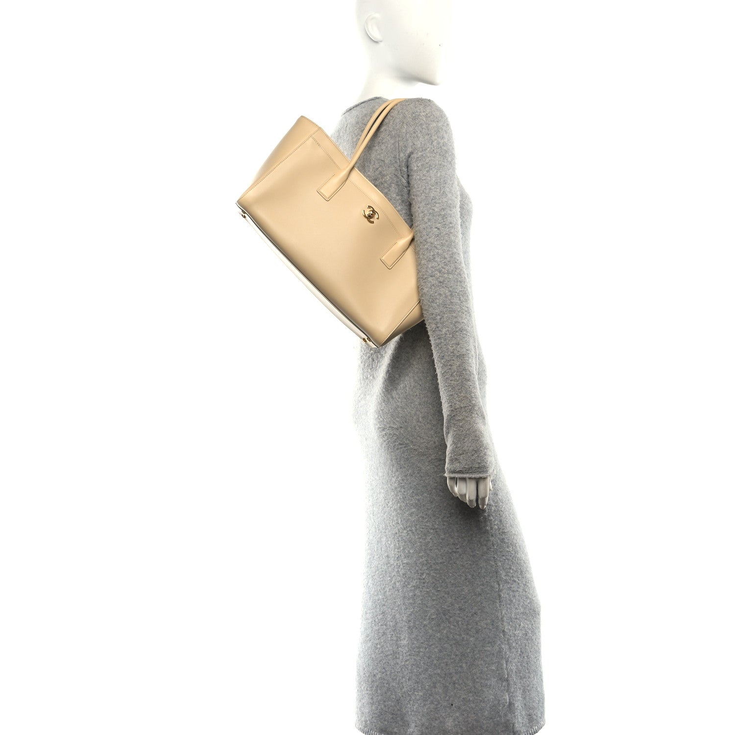 Calfskin Archetype Small Shopping Tote Beige