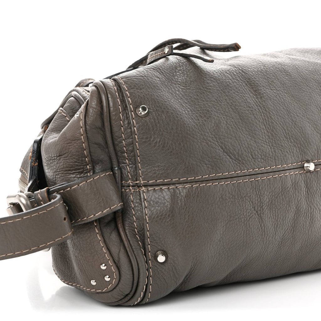 Calfskin Medium Paddington Satchel Gris Vert