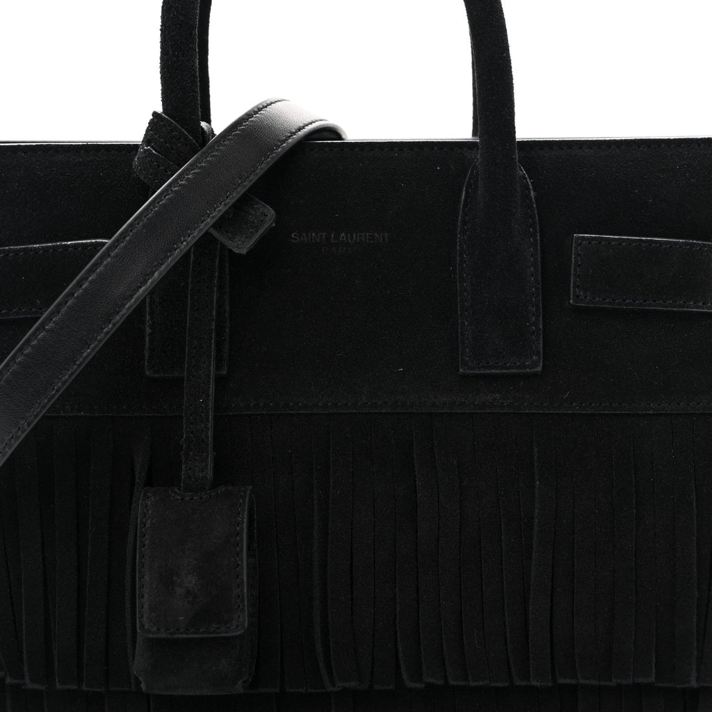 Suede Fringe Nano Sac De Jour Black