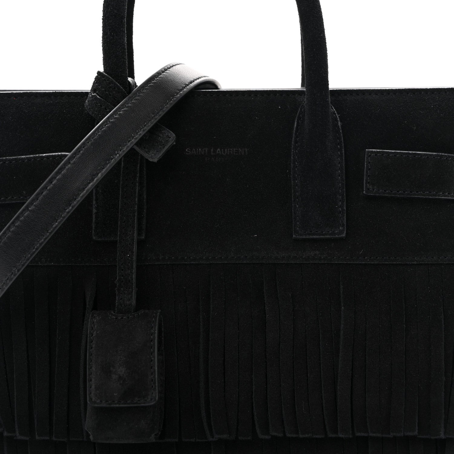 Suede Fringe Nano Sac De Jour Black