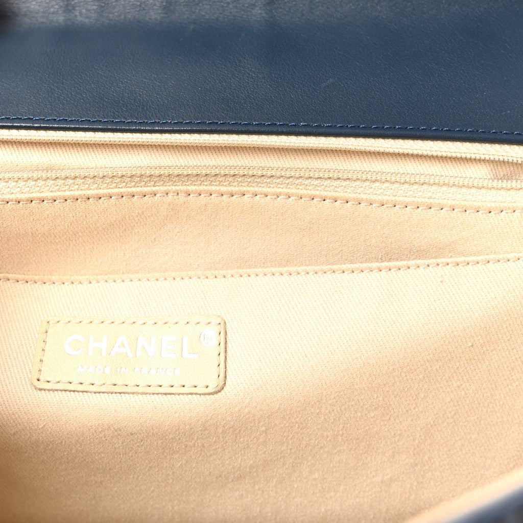 Calfskin Quilted In the Business Flap Dark Navy Blue