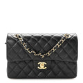 Lambskin Quilted Small Double Flap Black